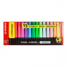 MARCADORES STABILO BOSS 15 UNIDADES 7015-01-5