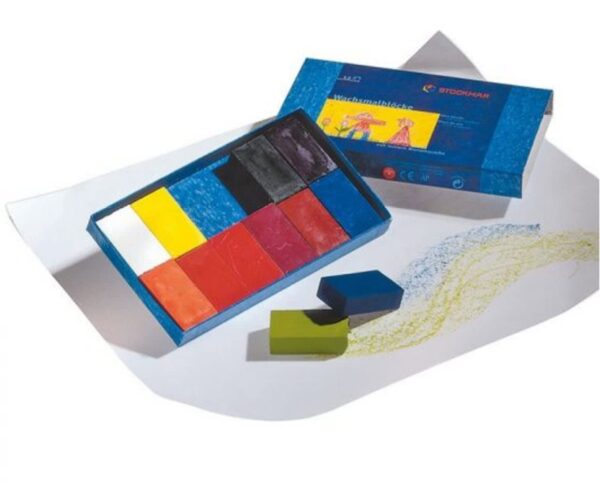 Crayolas Bloque 12 unidades, Cuadradas Cera 100% Natural, Caja Carton