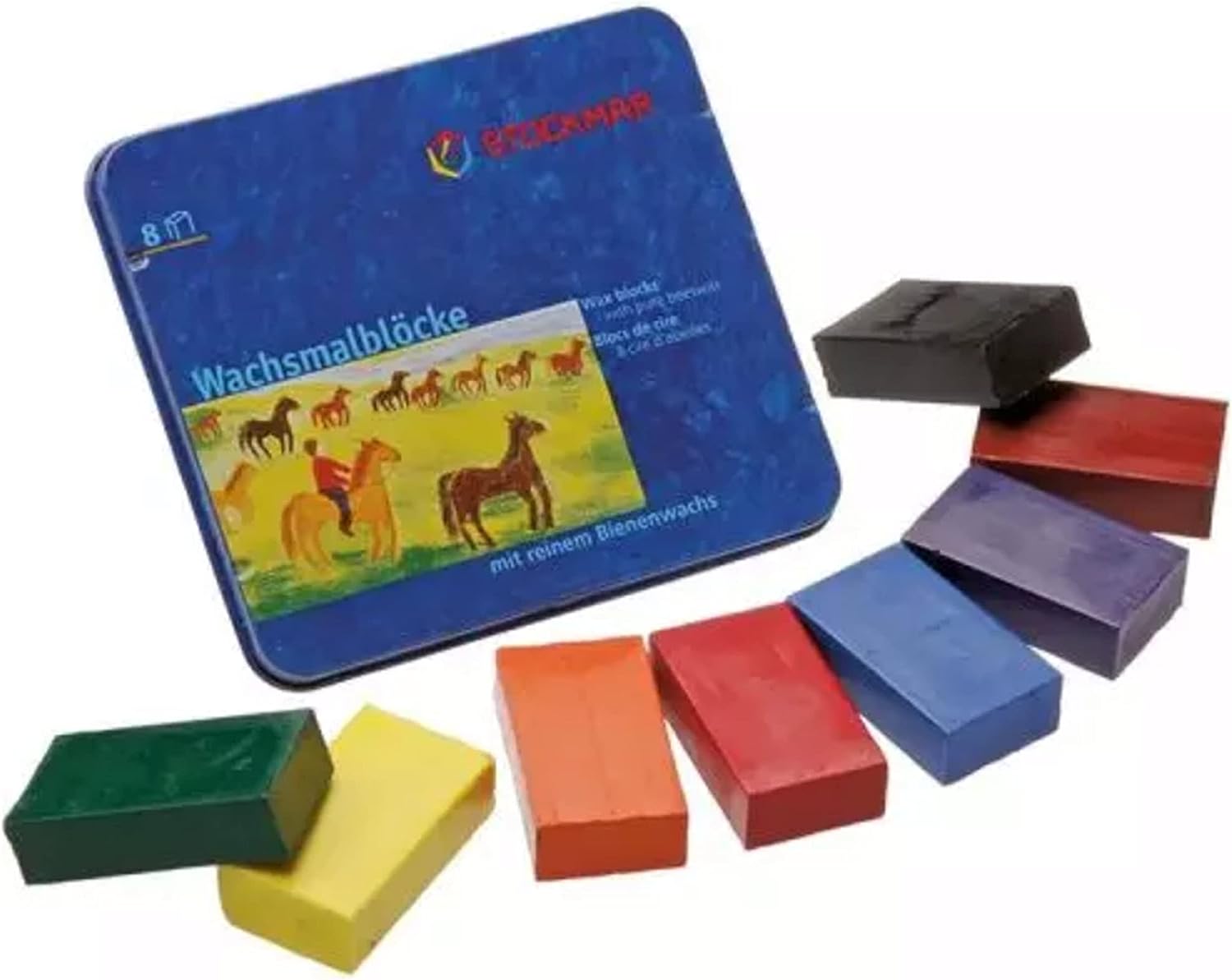 Crayolas Bloque 8 unidades, Caja Metal, 100% Natural