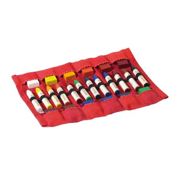 Crayon Roll-up de Algodón 12 Barras y 12 Bloques, (Roja o Azul)