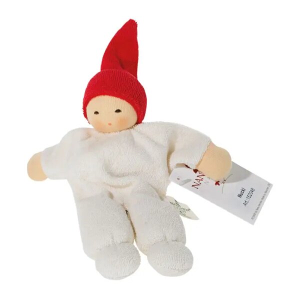 Muñeca Nanchen Nucki 7.1" - Blanca con sombrero rojo