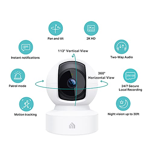 Kasa - Cámara de seguridad inteligente de 2K para el monitor del bebé, cámara interior HD de 4 MP con detección de movimiento, audio bidireccional, visión nocturna, almacenamiento en tarjetas SD y en la nube, funciona con Alexa y Google Home (KC410S)