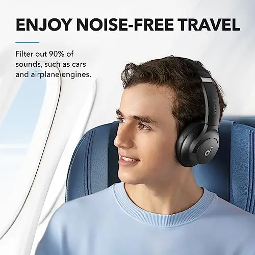 Soundcore by Anker Q20i Auriculares híbridos con cancelación activa de ruido, Bluetooth inalámbrico sobre la oreja, tiempo de reproducción ANC de 40 horas, audio de alta resolución, graves grandes,