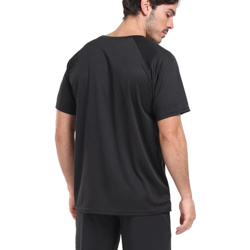 HovSiyla Paquete de 1/5 camisetas de correr para hombre, camisetas deportivas de ajuste seco que absorben el gimnasio, camisetas atléticas transpirables y frescas para entrenamiento, 5Negro.
