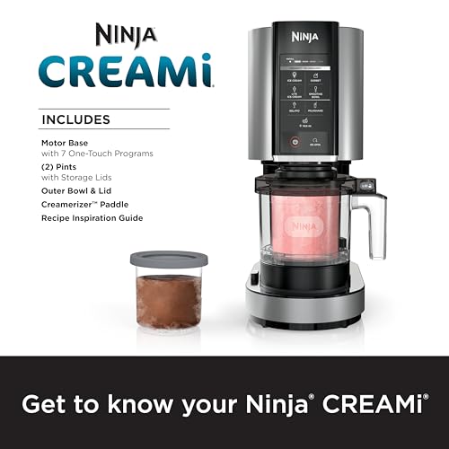 Ninja Creami NC301RD, máquina para hacer helado, gelato, malteada, sorbetes y batidos, 7 programas de un solo toque, plateado