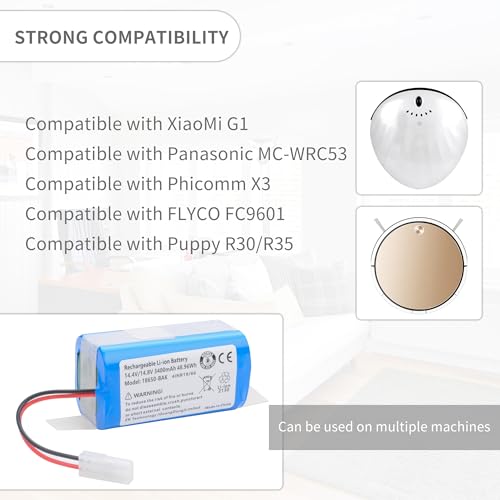 Batería de aspiradora para Xiaomi MI G1 MI-G1 Essential MJSTG1, para Panasonic MC-WRC53, para Phicomm X3, para PUPPYOO R30 / R30 Pro, R35, para FLYCO FC9601/FC9602 18650B4-4S1P-AAF-4 4 INR19/66 3400