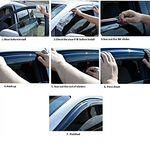 White Deer Compatible con Hyundai Tucson 2009-2014 - Visera de ventana de humo seguro para sol, lluvia, ventilación, deflector de ventana lateral, 4 unidades