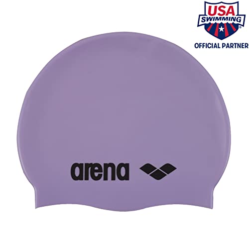 Arena Gorra de natación clásica unisex de silicona suave para mujeres y hombres, entrenamiento intensivo y carreras, cómodo antideslizante, sombrero de natación de pelo largo, color parma/negro