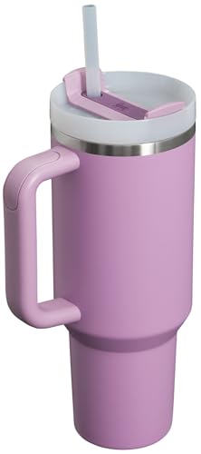 Stanley Quencher H2.0 FlowState - Vaso aislado al vacío de acero inoxidable con tapa y popote para agua, té o café helado, licuado de frutas y más, color lila, 40 onzas