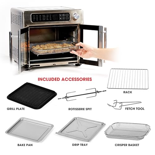 Emeril Lagasse - Freidora de aire extra grande de 26 cuartos de galón, horno tostador de convección con puertas francesas, acero inoxidable