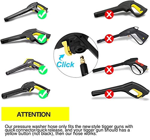 Manguera de repuesto para lavadora de alta presión de 32.8 ft para arandelas Kärcher serie K domésticas Karcher K2, K3, K4, K5, K7, enchufe tipo clic, accesorios de conector rápido, extensión de