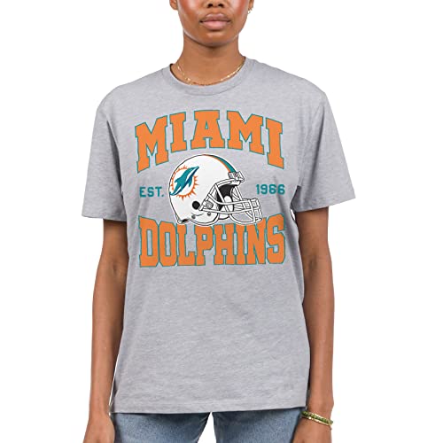 Junk Food Clothing x NFL - Miami Dolphins, camiseta con casco del equipo impreso, camiseta de manga corta para hombre y mujer, talla 2 XL