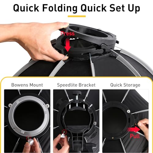 Bowens - Caja de luz de montaje rápida de 24 pulgadas, de mano, soporte tipo S, compatible con Godox Canon Sony Fuji YongNuo Flash AD200PRO V1 TT600 V860III 430EXIII SB500 YN320EX YN560
