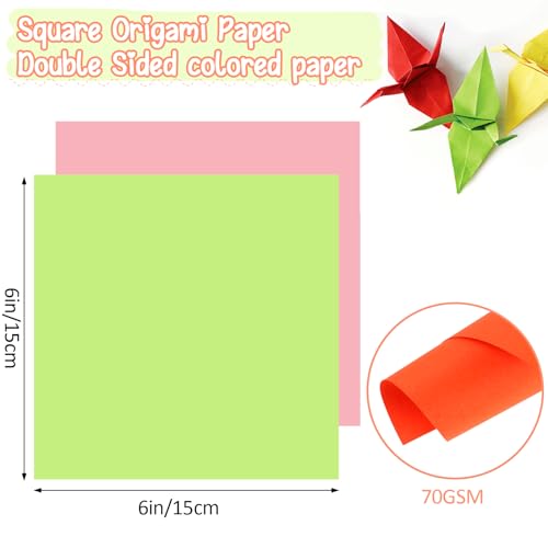 300 hojas de papel de origami cuadrado de 6 pulgadas, 20 colores de papel de origami de 6 x 6, papeles de origami de doble cara para principiantes, papel de origami para artes y manualidades