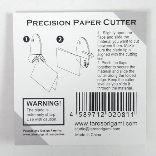 Taro's Origami Studio Cortador de papel de precisión, mini recortadora de papel portátil con llavero, ideal para artistas de origami, apertura de sobres y corte de cajas