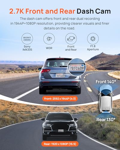 70mai Cámara de tablero A500S frontal y trasera UHD de 2.7 K, cámara de tablero dual para automóviles, cámara de tablero con aplicación, Sony IMX335, ADAS, WiFi GPS integrado, pantalla IPS de 2
