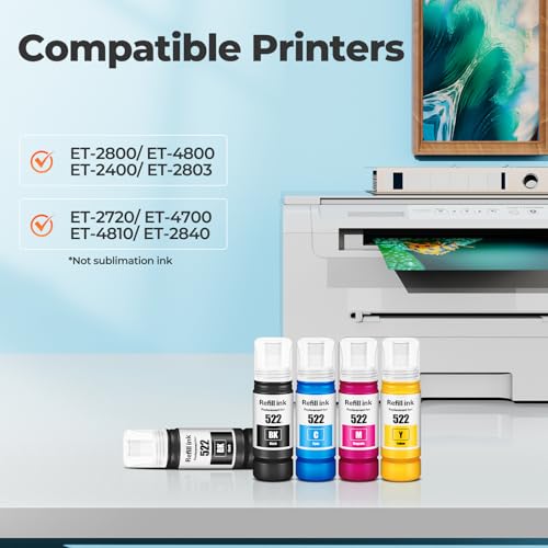 SERENDIPITS 522 botellas de recarga de tinta compatibles con impresora ET-2800 ET-4800 ET-2400 ET-2840