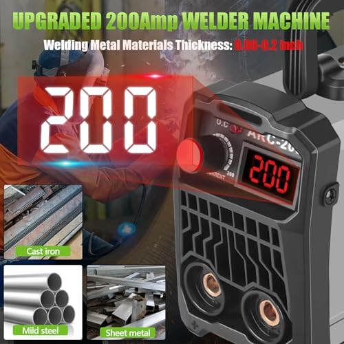 Hpoouo Soldador de varillas de 200 amperios, 20 piezas, máquina de soldadura portátil Super Mini, máquina soldadora inversora IGBT de 110 V con fuerza de arco de arranque en caliente antiadherente,