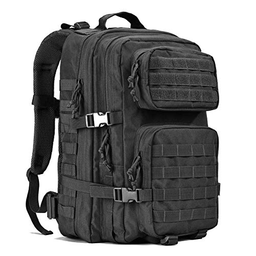 Reebow Gear Mochila táctica militar, grande, bolsa de emergencia con capacidad hasta para 3 días, Molle, negro