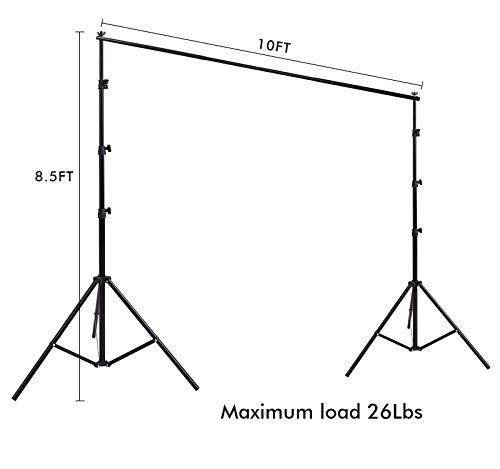 HYJ-INC Sistema de soporte de fondo de fotografía ajustable de 10 pies x 8.5 pies, para estudio de fotografía y video, kit de soporte de fondo de muselina con bolsa de transporte