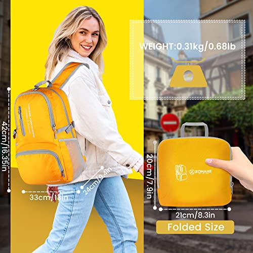 ZOMAKE Mochila de viaje ligera, resistente al agua, mochila de senderismo plegable para mujeres y hombres