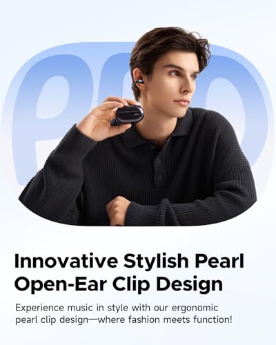 SoundPEATS PearlClip Pro Ear Ultra Open Ear Auriculares inalámbricos Bluetooth 5.4 Auriculares con clip en los oídos con micrófono, IPX5 impermeable, 24 horas de juego para correr, ciclismo, fitness